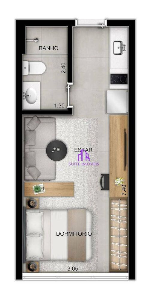 Kitnet-Studio, 25 m² - Foto 3