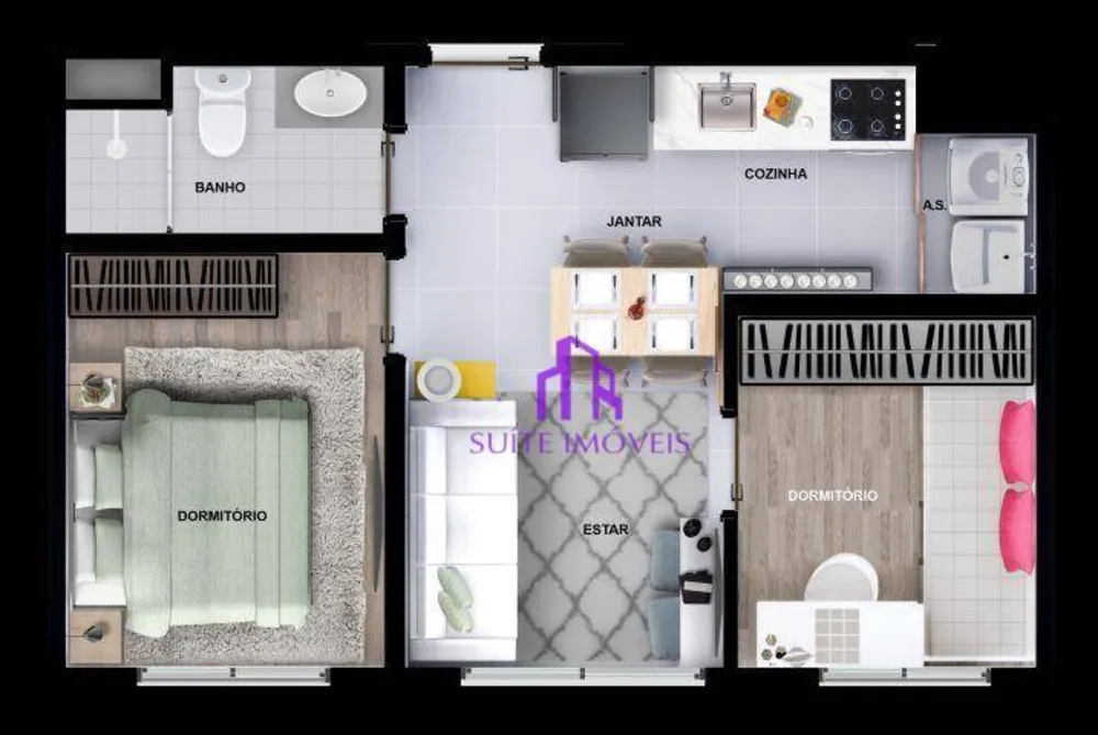Apartamento, 2 quartos, 59 m² - Foto 2
