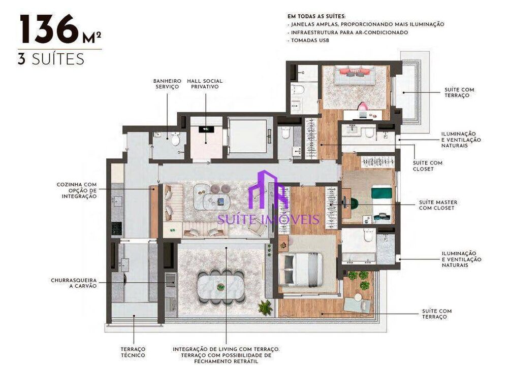Apartamento, 3 quartos, 118 m² - Foto 2