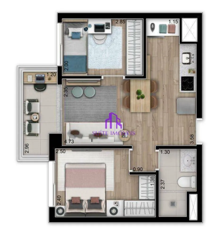 Apartamento, 2 quartos, 75 m² - Foto 2