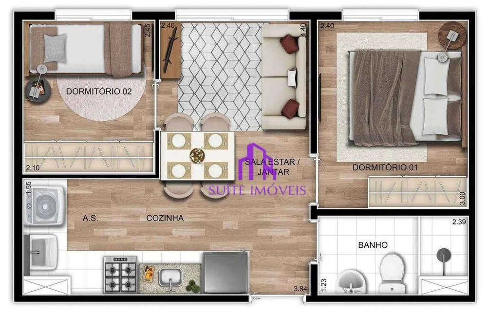 Apartamento, 2 quartos, 33 m² - Foto 3