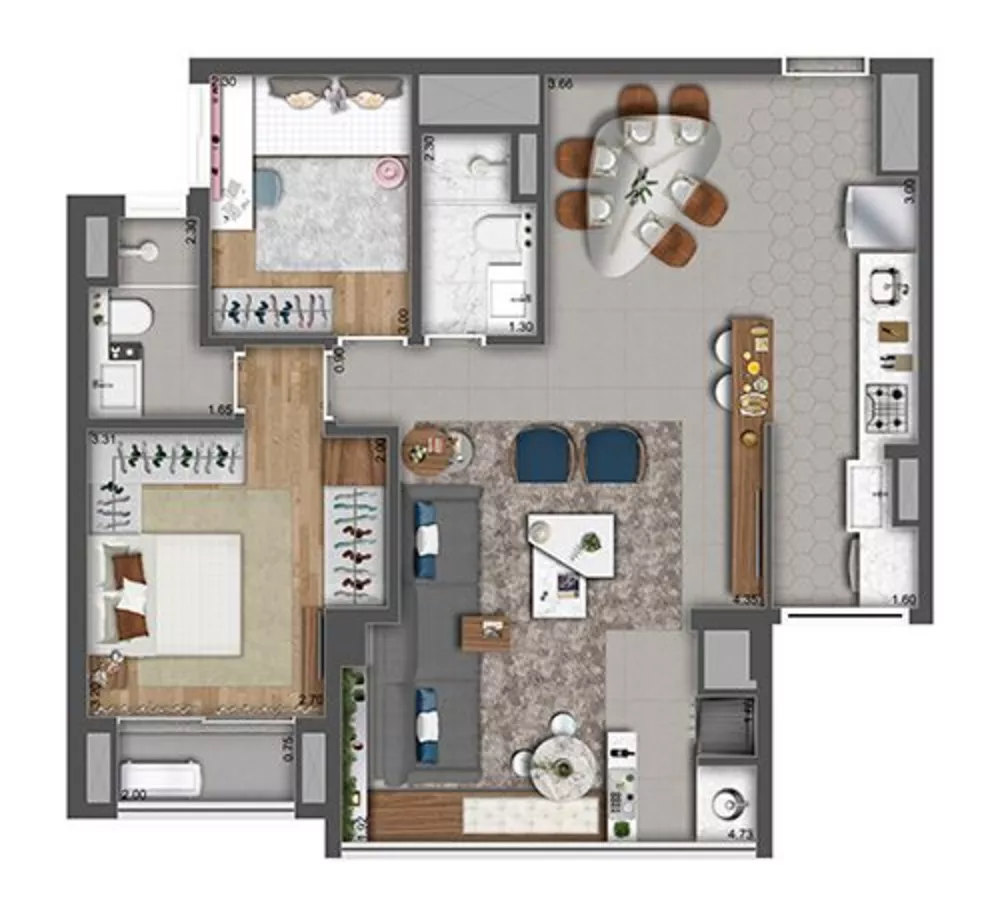 Apartamento à venda com 2 quartos, 62m² - Foto 3