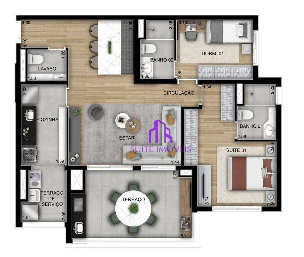 Apartamento, 2 quartos, 81 m² - Foto 2