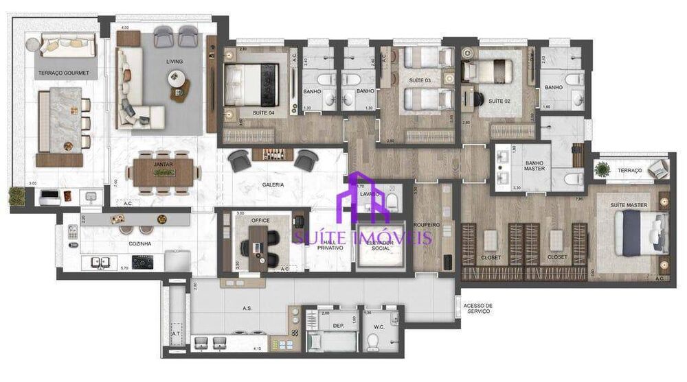 Apartamento, 4 quartos, 220 m² - Foto 1