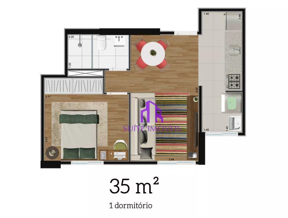 Apartamento, 1 quarto, 35 m² - Foto 6