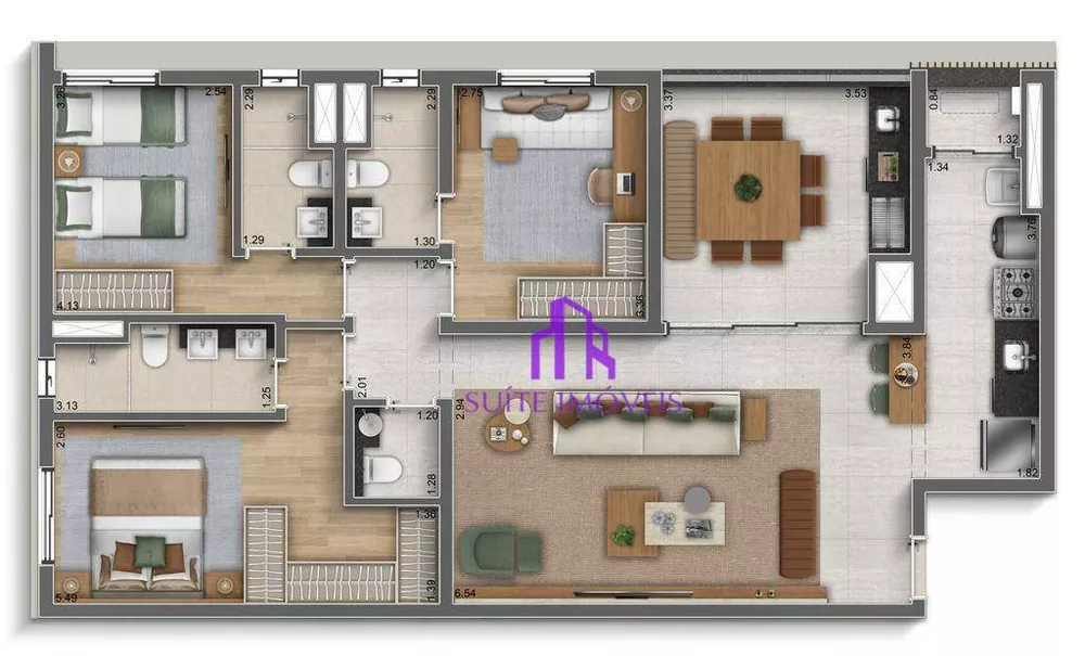 Apartamento, 3 quartos, 122 m² - Foto 1