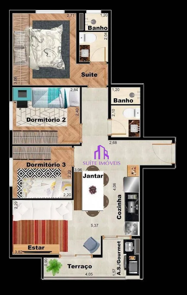 Apartamento, 3 quartos, 60 m² - Foto 4