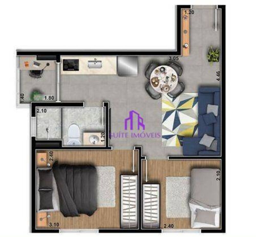 Apartamento, 2 quartos, 46 m² - Foto 1