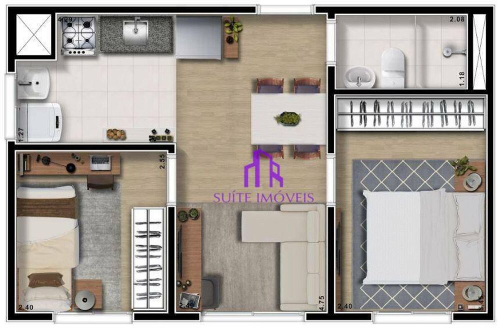 Apartamento, 2 quartos, 38 m² - Foto 2