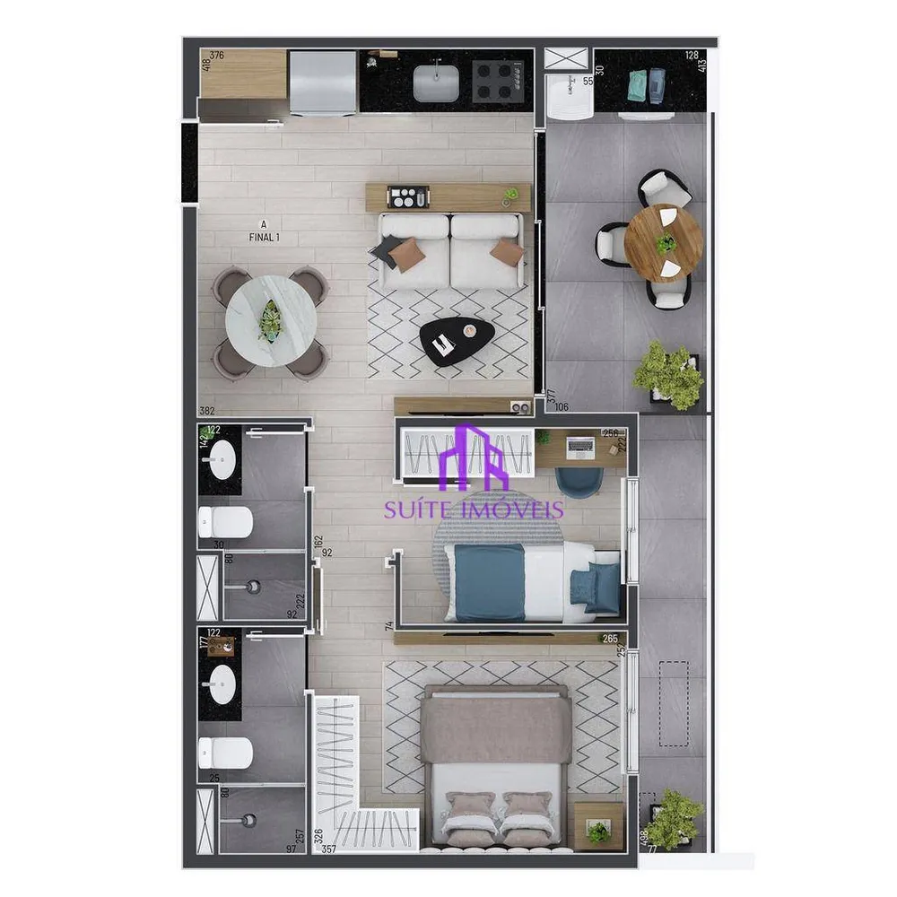 Apartamento, 2 quartos, 59 m² - Foto 2