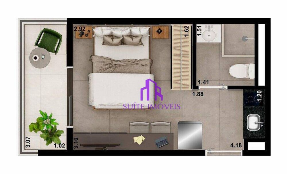 Apartamento, 1 quarto, 27 m² - Foto 2
