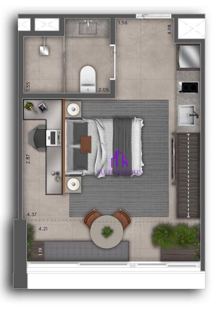 Apartamento, 1 quarto, 48 m² - Foto 1