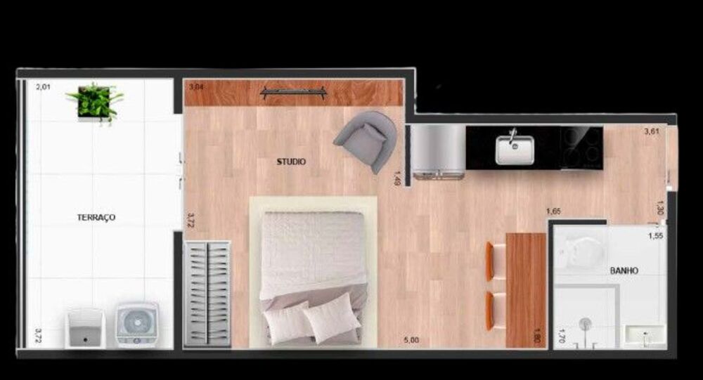 Kitnet-Studio, 34 m² - Foto 2