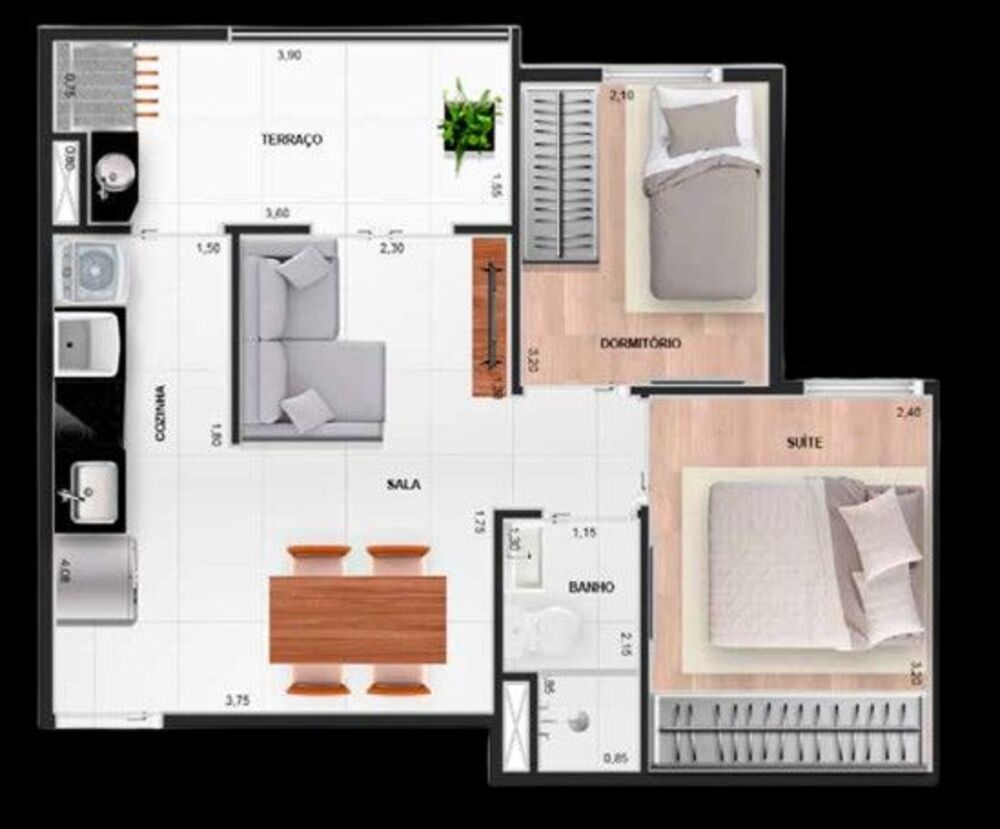 Kitnet-Studio, 34 m² - Foto 3