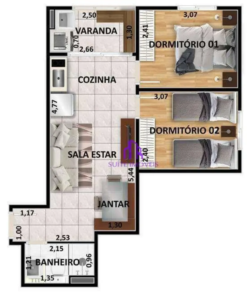 Apartamento, 2 quartos, 61 m² - Foto 2