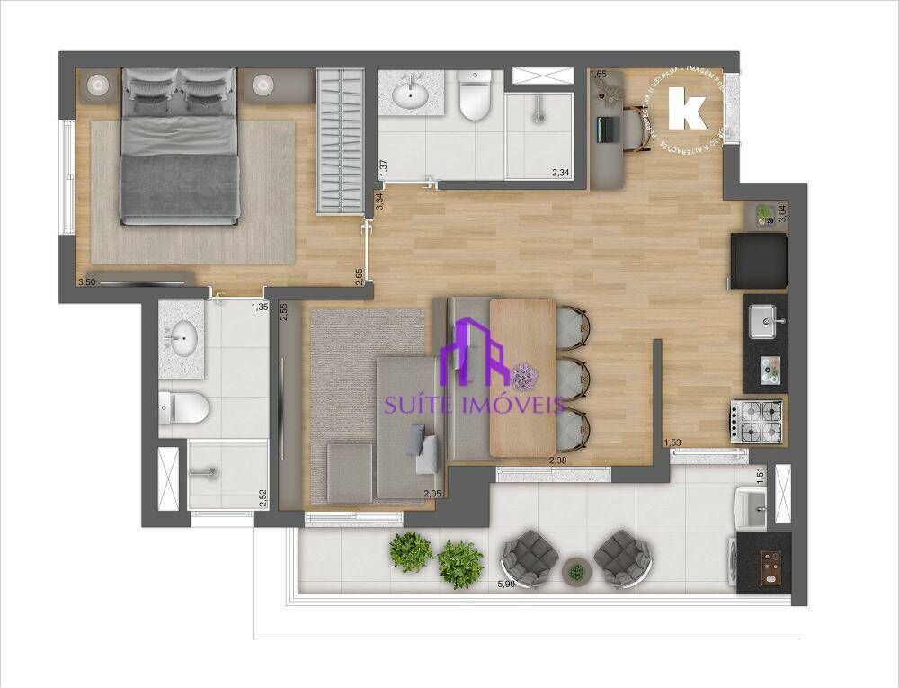 Apartamento, 2 quartos, 52 m² - Foto 6