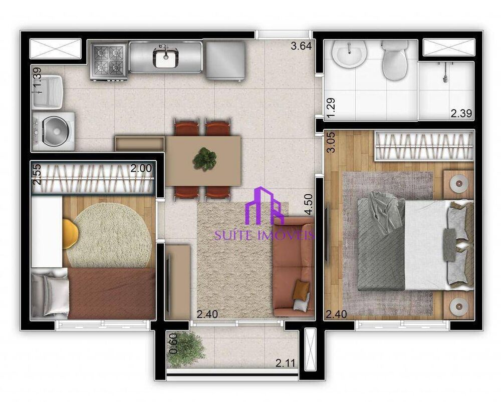 Apartamento, 2 quartos, 37 m² - Foto 2