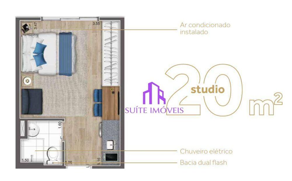 Kitnet-Studio, 20 m² - Foto 1