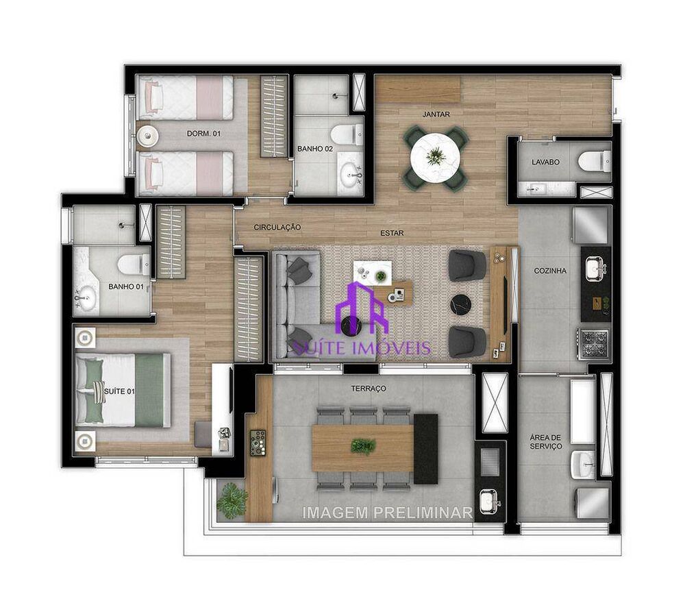 Apartamento à venda com 2 quartos, 67m² - Foto 4