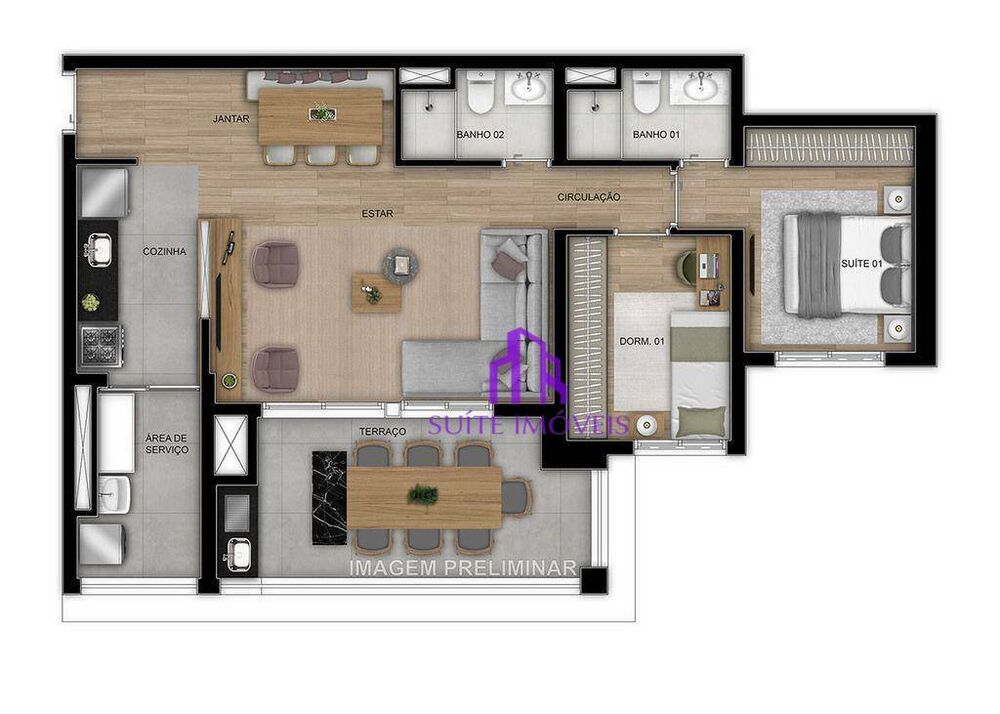 Apartamento à venda com 2 quartos, 67m² - Foto 1