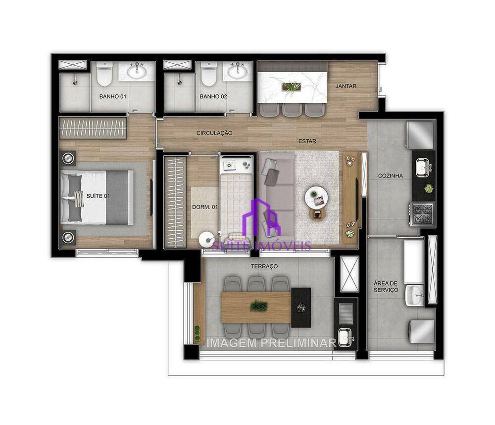 Apartamento à venda com 2 quartos, 67m² - Foto 3