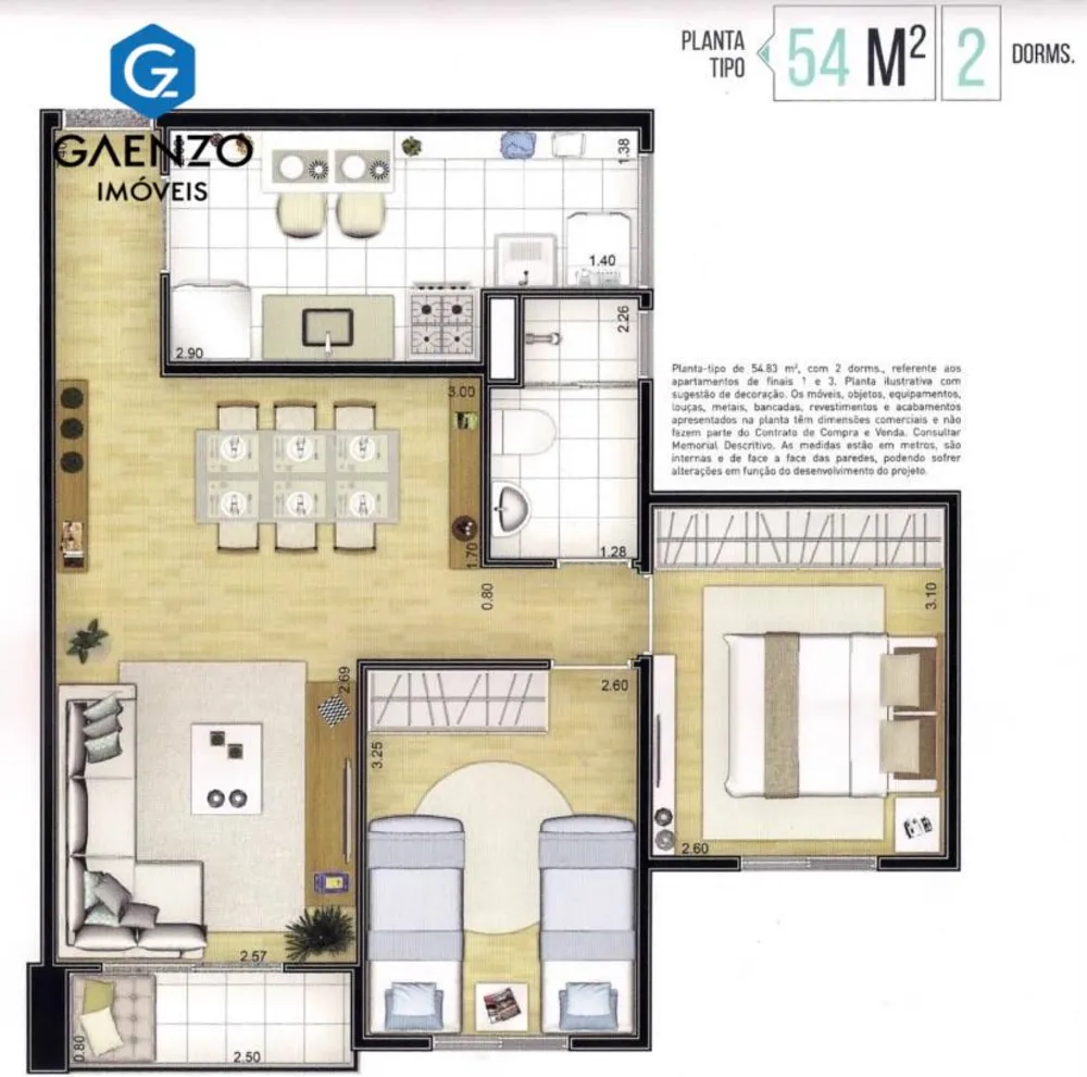 Apartamento, 2 quartos, 54 m² - Foto 2