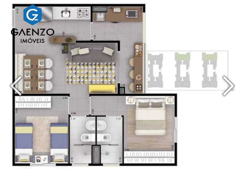 Apartamento, 2 quartos, 52 m² - Foto 3