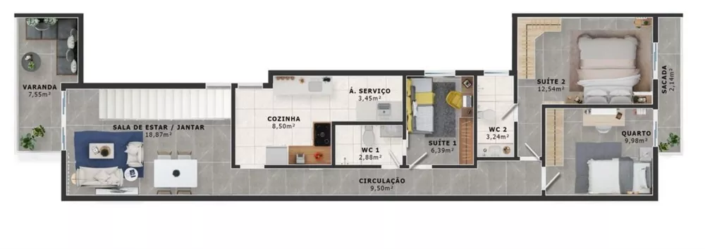 Cobertura, 3 quartos, 137 m² - Foto 8