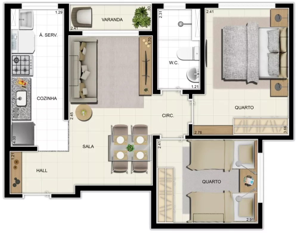 Apartamento, 2 quartos, 47 m² - Foto 9