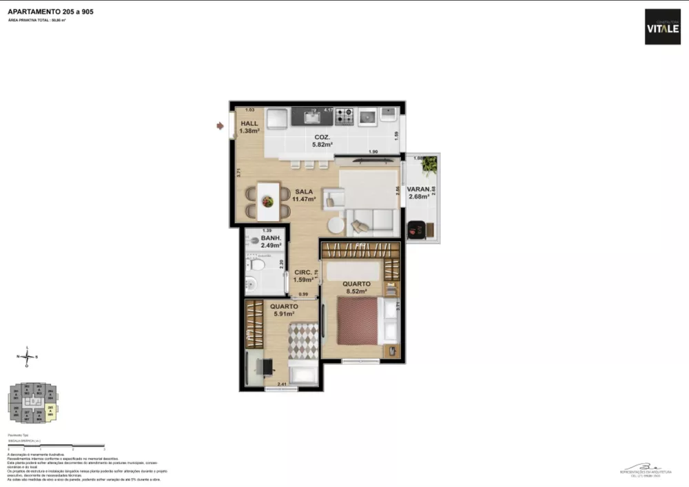 Apartamento, 2 quartos, 50 m² - Foto 12