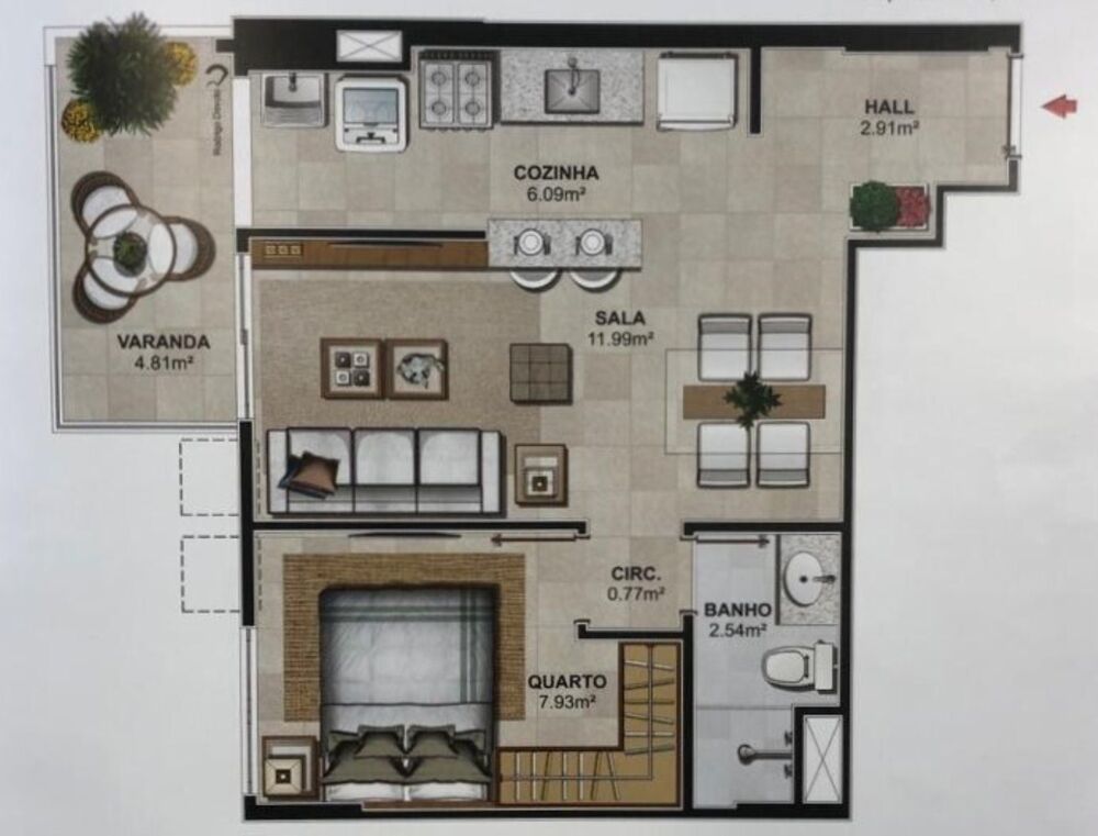 Apartamento, 1 quarto, 41 m² - Foto 3