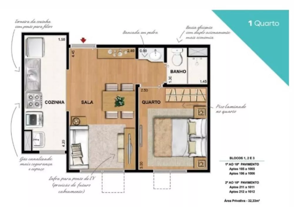 Apartamento, 1 quarto, 32 m² - Foto 12