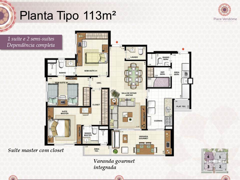 Apartamento à venda com 3 quartos, 133m² - Foto 3