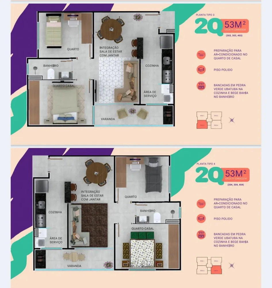 Apartamento, 2 quartos, 53 m² - Foto 3