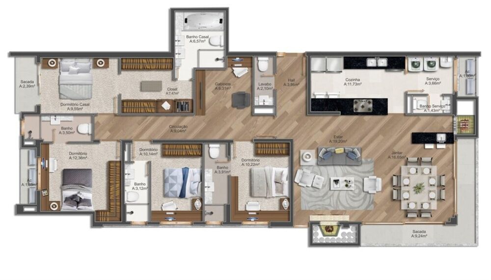 Apartamento, 3 quartos, 173 m² - Foto 4