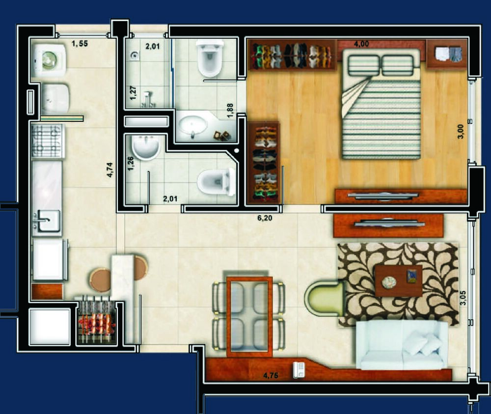 Apartamento, 1 quarto, 52 m² - Foto 14