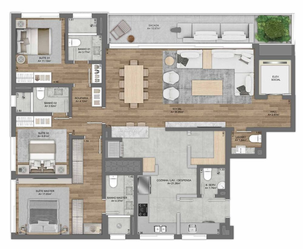 Apartamento, 3 quartos, 154 m² - Foto 7