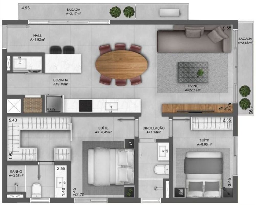 Apartamento, 1 quarto, 47 m² - Foto 2