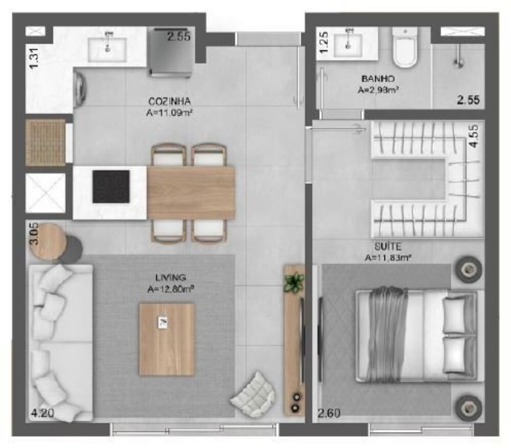 Apartamento, 1 quarto, 47 m² - Foto 1