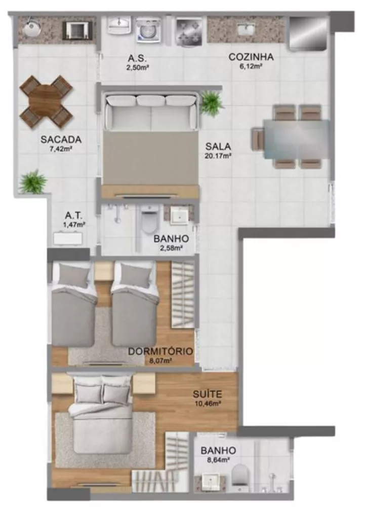 Apartamento à venda com 2 quartos, 68m² - Foto 8