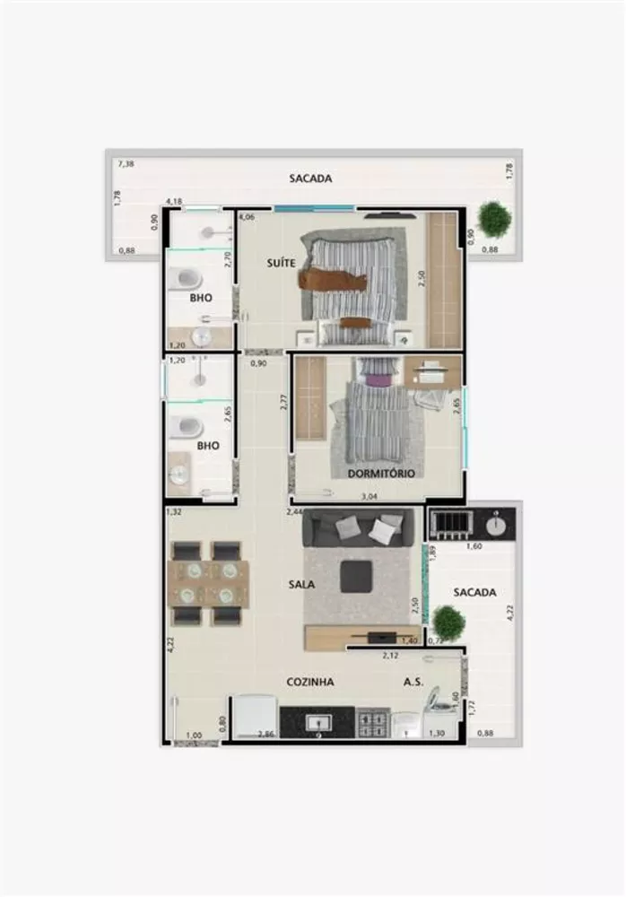 Apartamento à venda com 2 quartos, 69m² - Foto 3