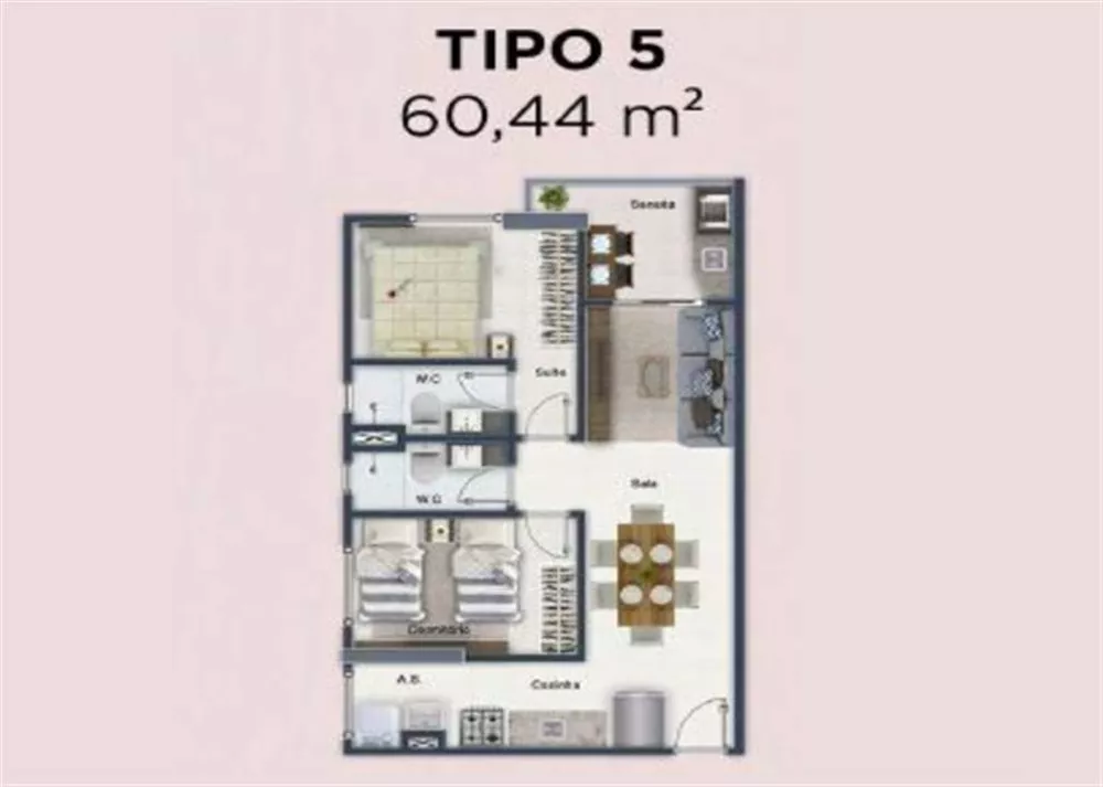 Apartamento à venda com 2 quartos, 60m² - Foto 1