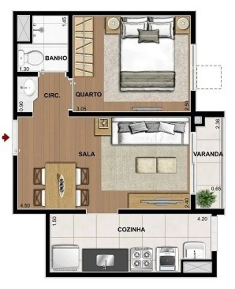 Flat/Apart Hotel, 1 quarto, 34 m² - Foto 13