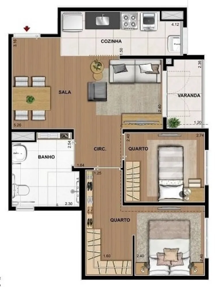 Flat/Apart Hotel, 1 quarto, 34 m² - Foto 16