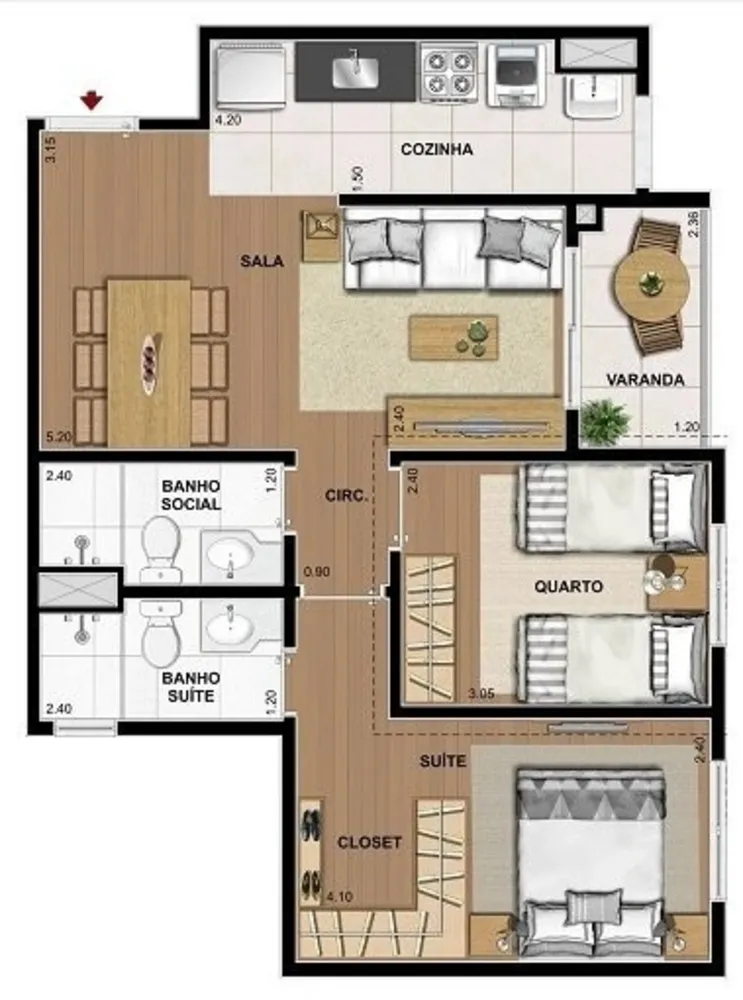 Flat/Apart Hotel, 1 quarto, 34 m² - Foto 17