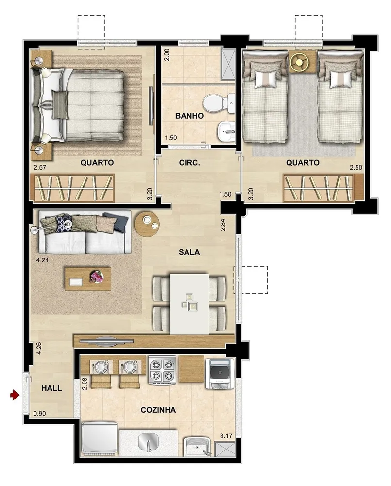 Apartamento, 2 quartos, 60 m² - Foto 9