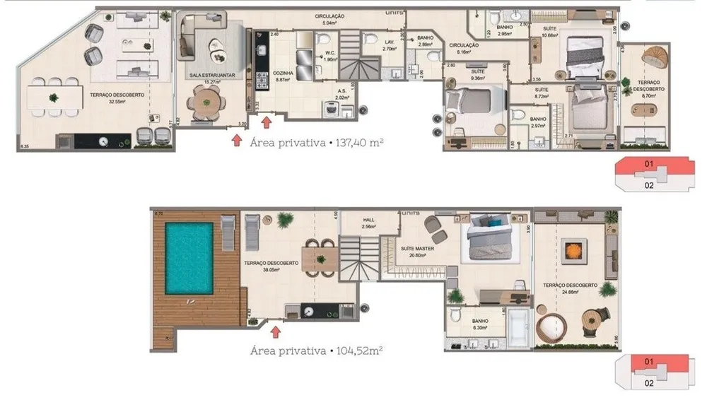 Cobertura, 3 quartos, 137 m² - Foto 14