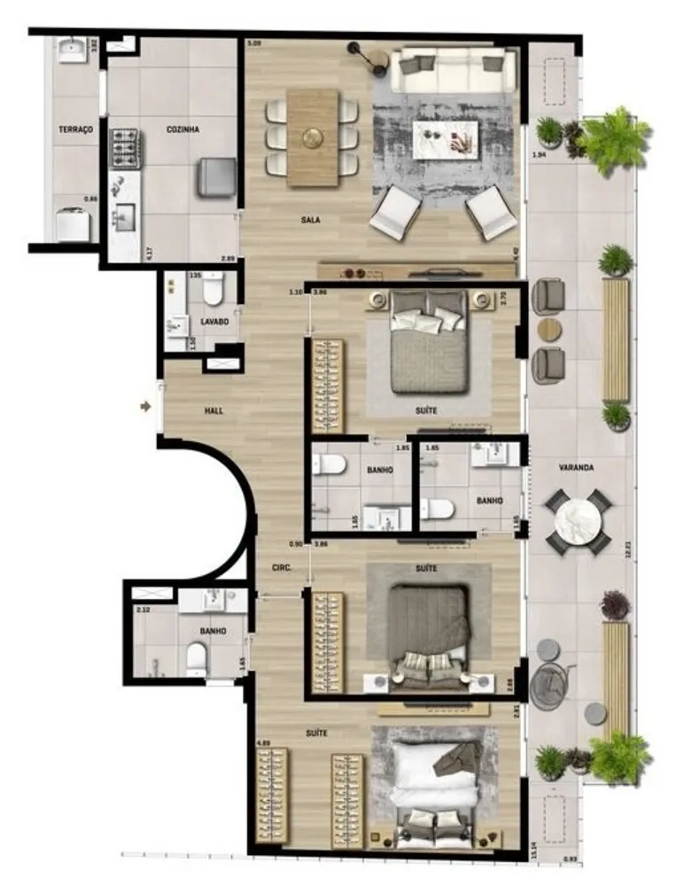 Apartamento, 3 quartos, 129 m² - Foto 2