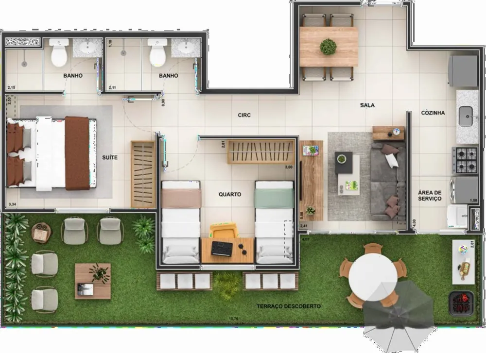Apartamento, 3 quartos, 59 m² - Foto 3
