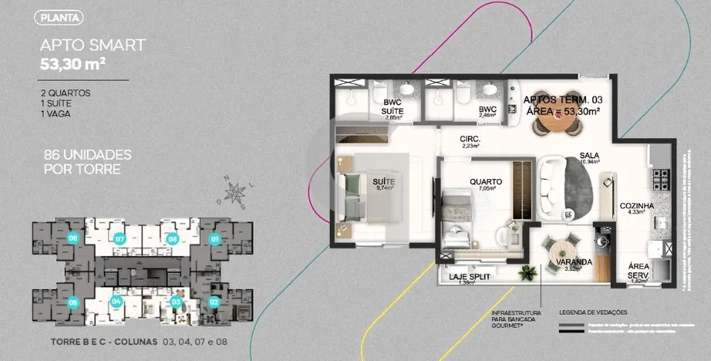 Apartamento, 2 quartos, 53 m² - Foto 3